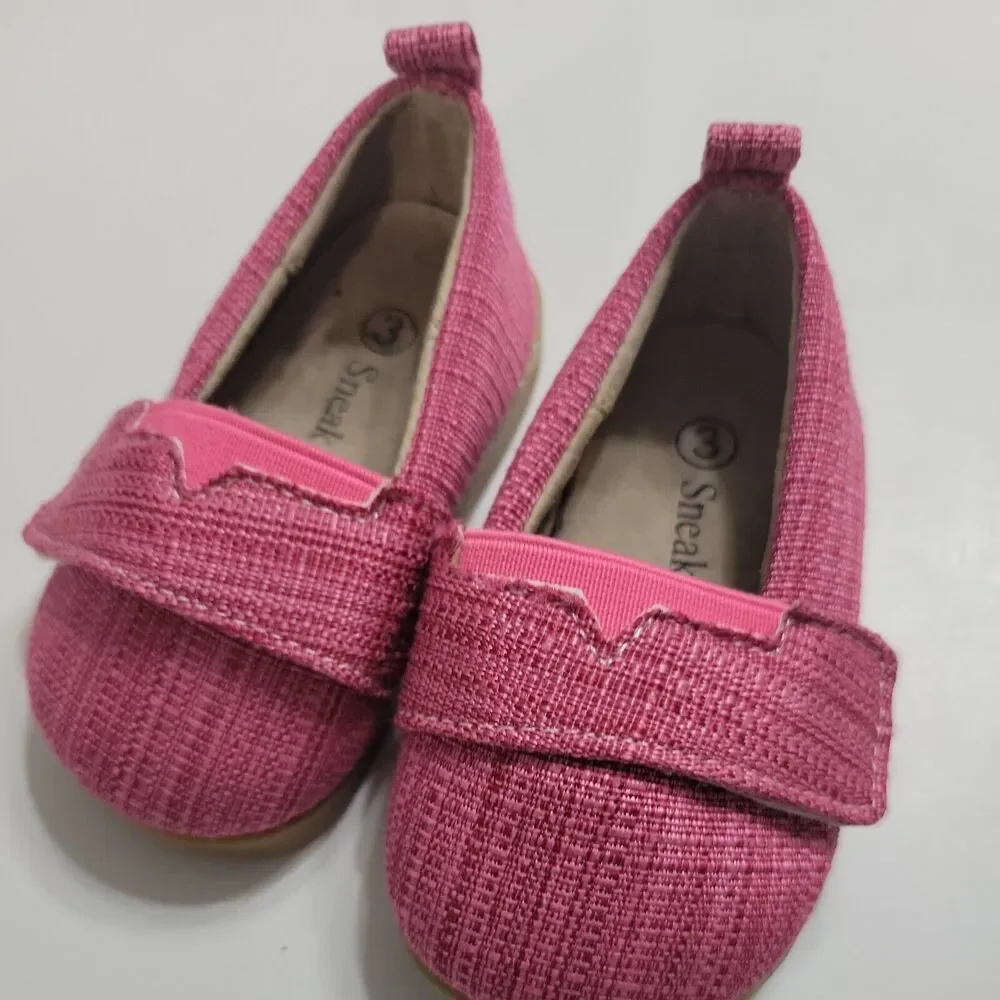 Sneak A Peek Baby Girl 3 Shoes Round Toe Slip On Pink Squeak Sneakers No Whistle